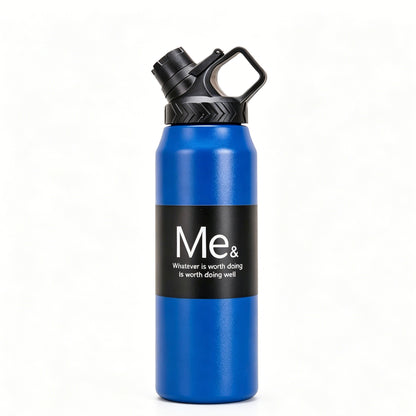 950ml 304 Stainless Steel Insulated Water Bottle, Flip Top Sports Tumbler with Portable Carry Handle