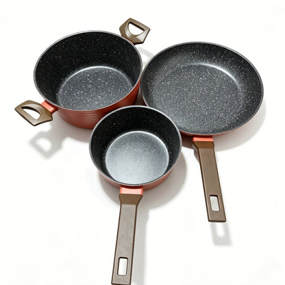 5-Piece Stainless Steel Non-Stick Cookware Set, Frying Pan, Stock Pot & Milk Pot For Kitchen