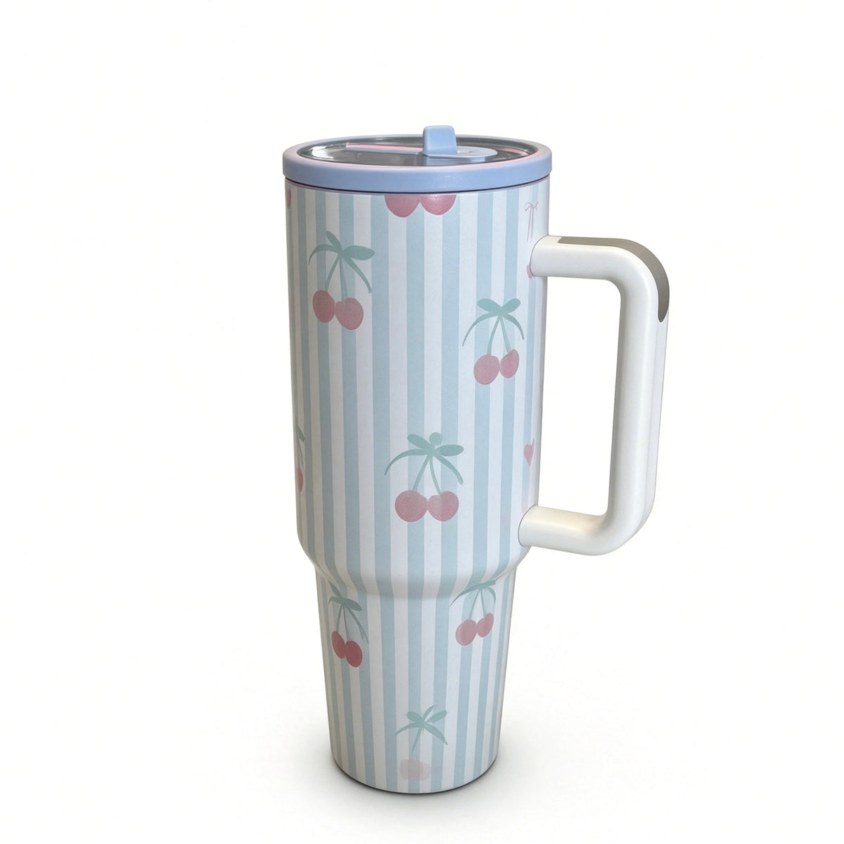 High Aesthetic 1200ML Stainless Steel Tumbler, Rotatable Hidden Soft Silicone Straw, Multi Cute Prints Insulated Travel Mug with Handle