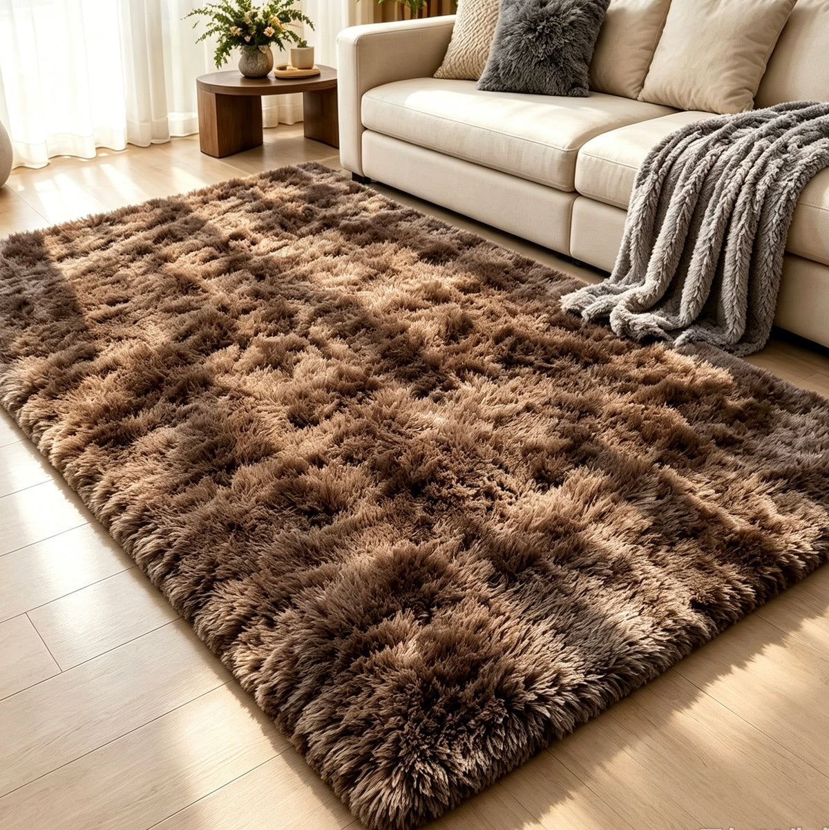 Fluffy Shag Area Rug, 100×140cm Ultra Soft Long Plush Carpet for Living Room Bedroom