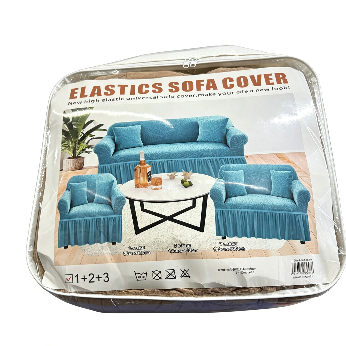 Luxury High Elastic Universal 1+2+3 Seater Sofa Cover Set, Skirt‑Style Jacquard Sofa Slipcover ，1389‑3‑K