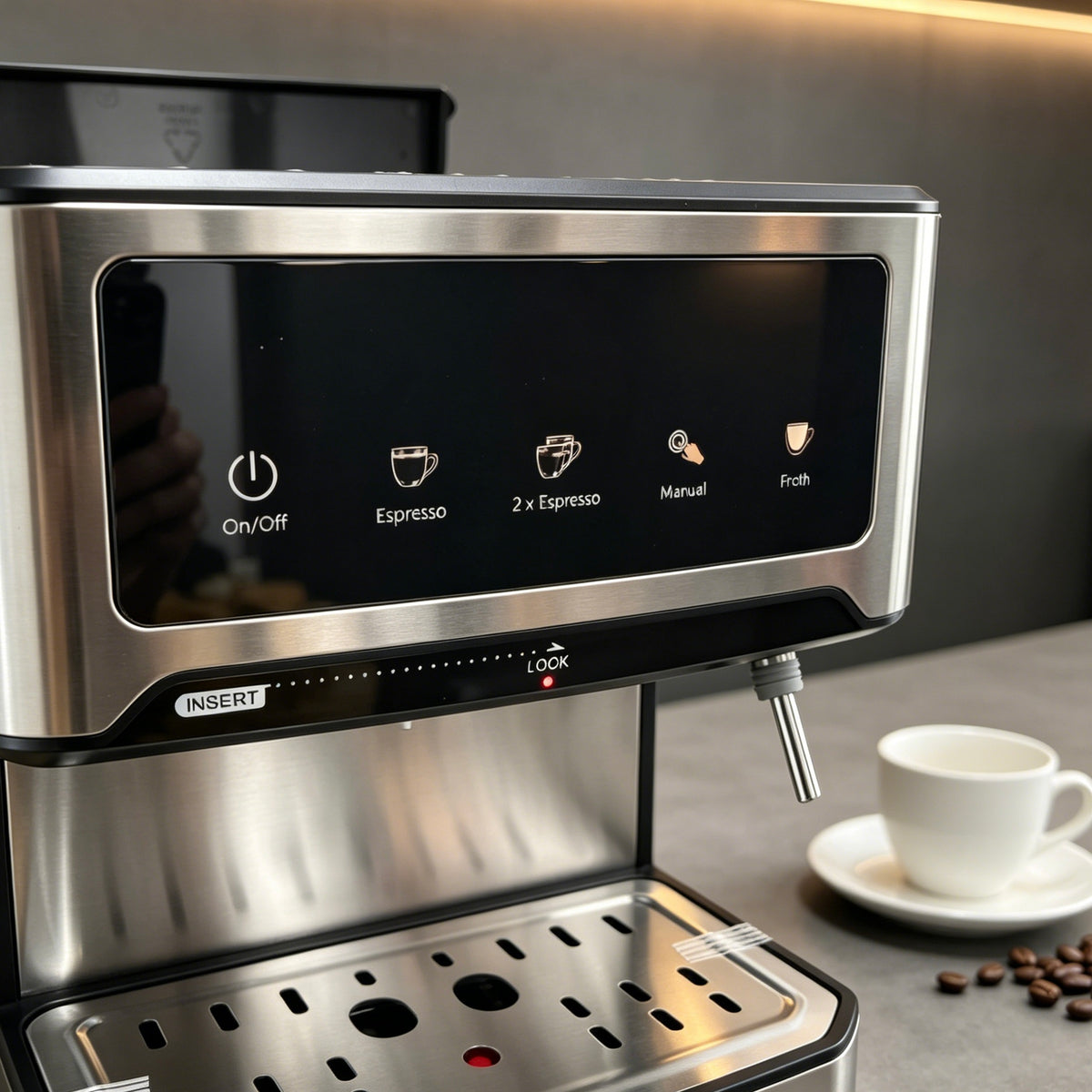 Winning Star 20Bar Espresso Machine, 850W Stainless Steel Coffee Maker with Digital Display & Milk Frother
