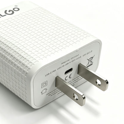 KLGO PD-700 25W Dual Port Fast Charger – USB-C PD 25W + USB-A QC 3.0 Quick Charge Wall Adapter, Smart Chip Auto-Matching, Compact Travel Charger for Phones, Tablets & More