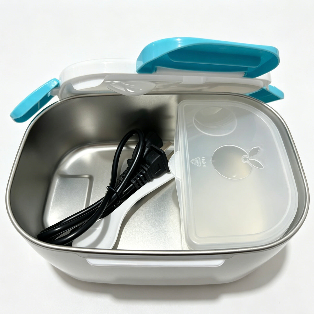 Electric Heating Lunch Box, 1.05L Stainless Steel Liner Food Warmer, 110V 40W Portable Heated Lunch Box for Office & Travel, Blue