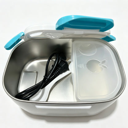 Electric Heating Lunch Box, 1.05L Stainless Steel Liner Food Warmer, 110V 40W Portable Heated Lunch Box for Office & Travel, Blue