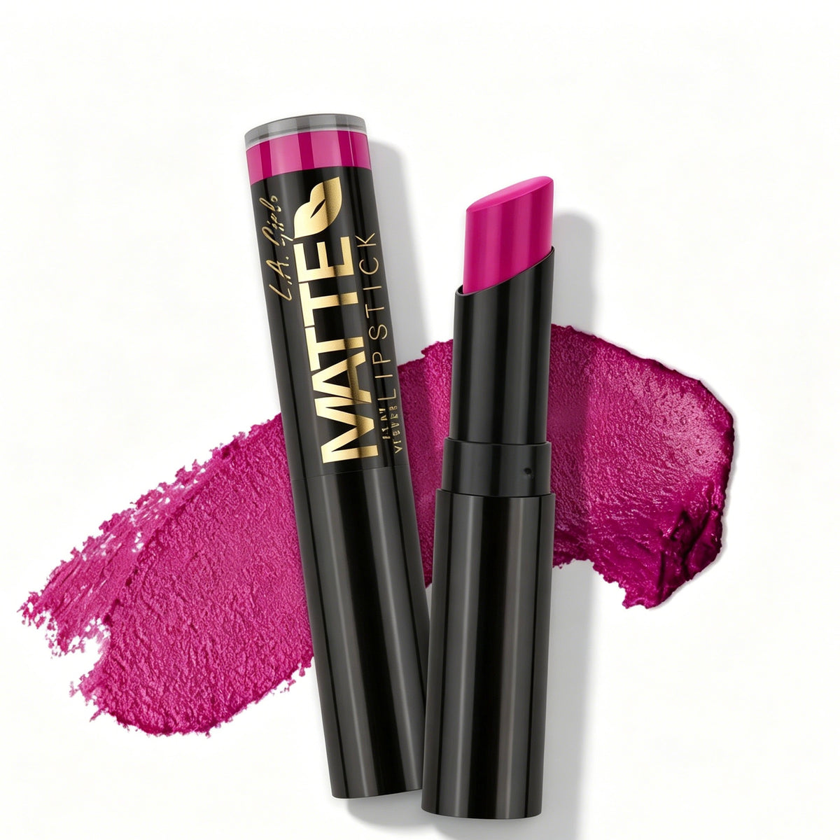 L.A. Girl Matte Flat Velvet Lipstick Set, Pack of 3, GLC821 Manic, Bright Fuchsia Velvet Matte Lipstick