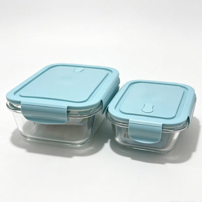 2 Pack Borosilicate Glass Food Storage Containers, Pink Airtight Lock Lids, 1040ml & 700ml Meal Prep Boxes