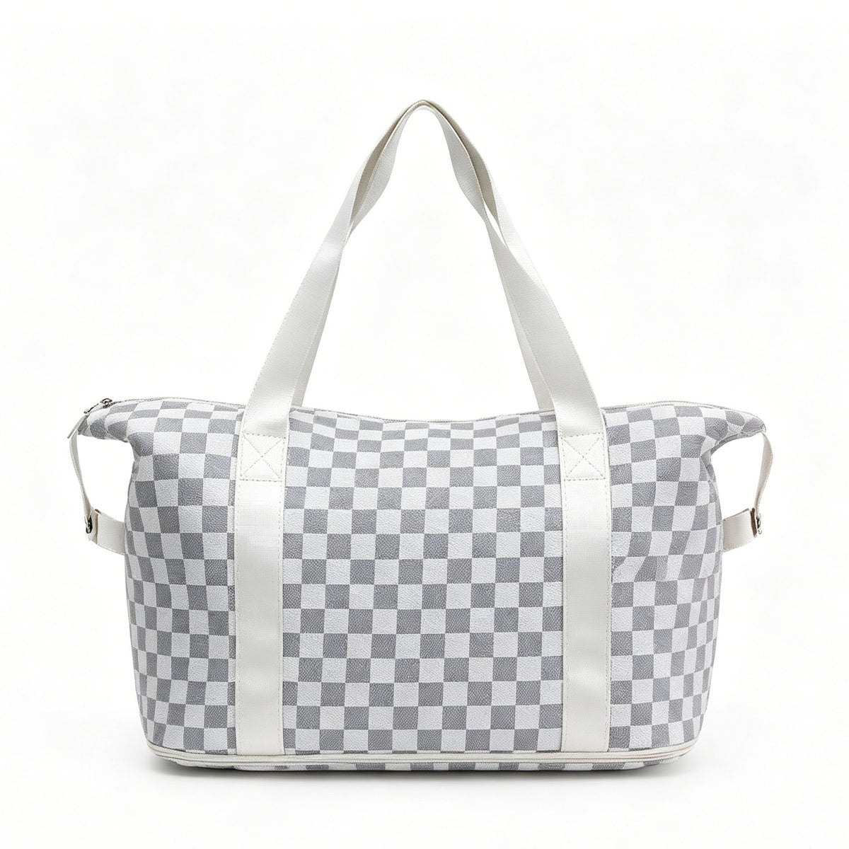 Checkered Expandable Travel Duffle Bag, Wet Dry Separation Weekender Tote Bag