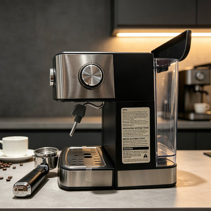 Winning Star 20Bar Espresso Machine, 850W Stainless Steel Coffee Maker with Digital Display & Milk Frother