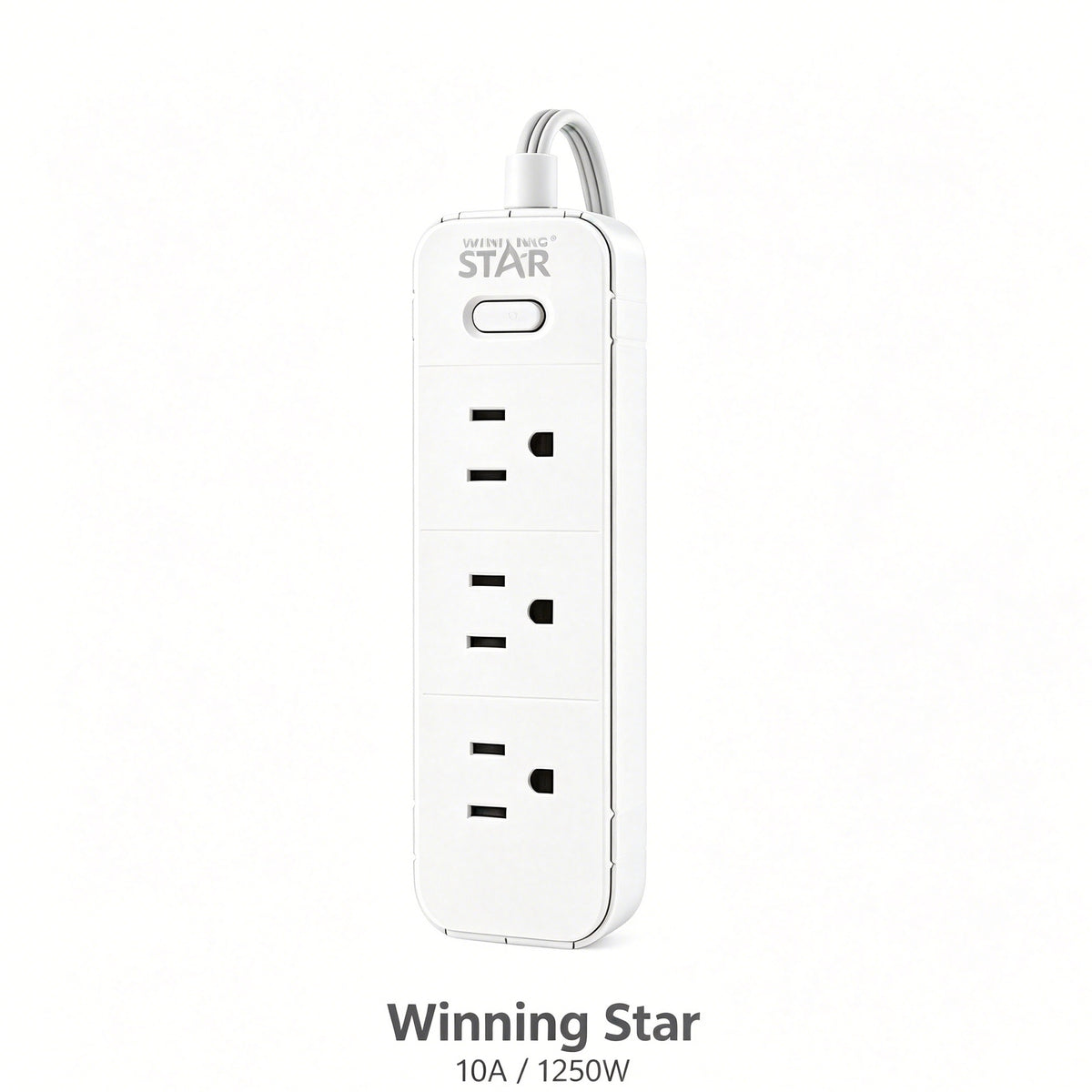 Winning Star 3 Outlets Power Strip, 3M Cord 125V Surge Protection Extension Socket