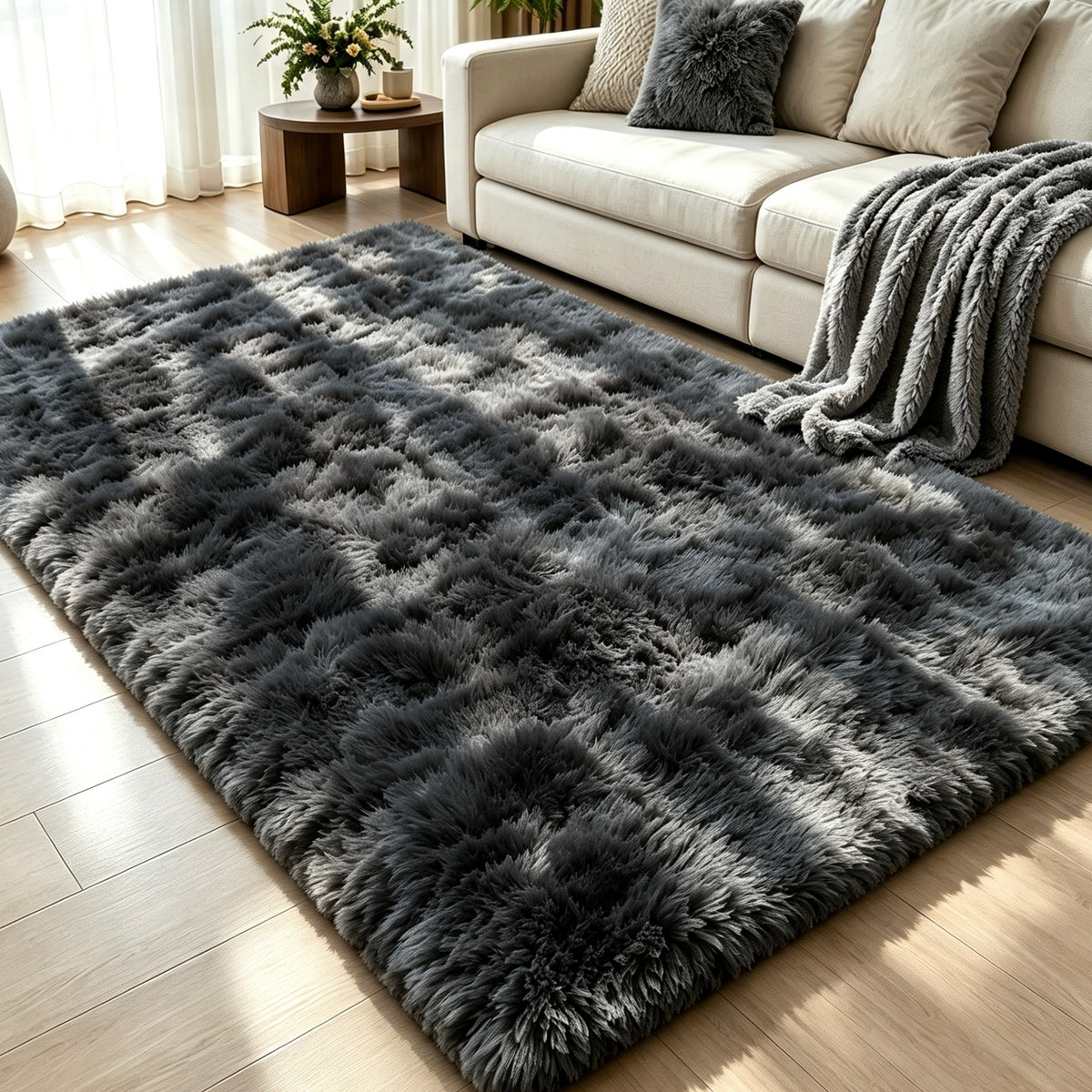 Fluffy Shag Area Rug, 100×140cm Ultra Soft Long Plush Carpet for Living Room Bedroom