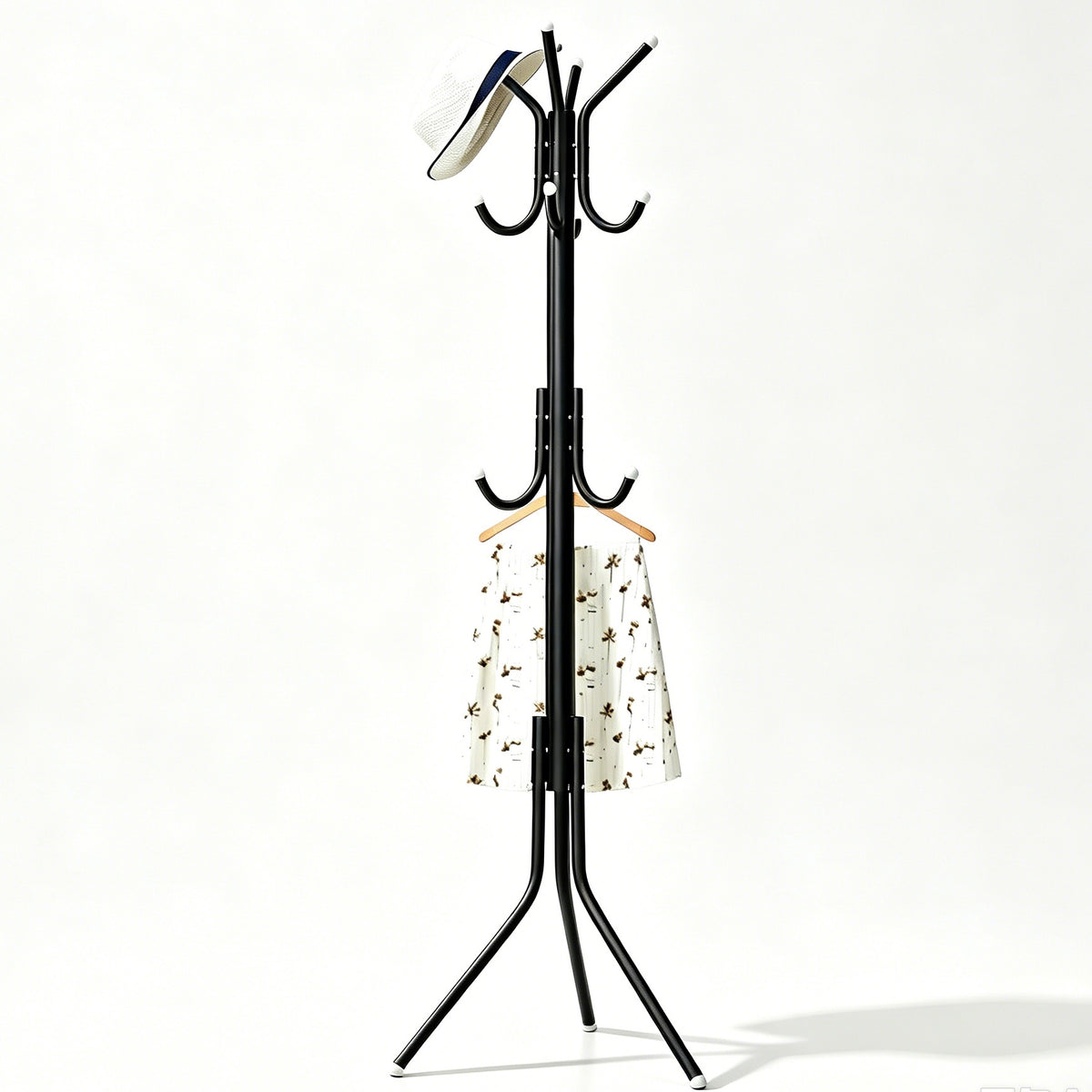 Freestanding Metal Coat Rack, 172cm Multi-Hook Clothes Hat Stand for Entryway