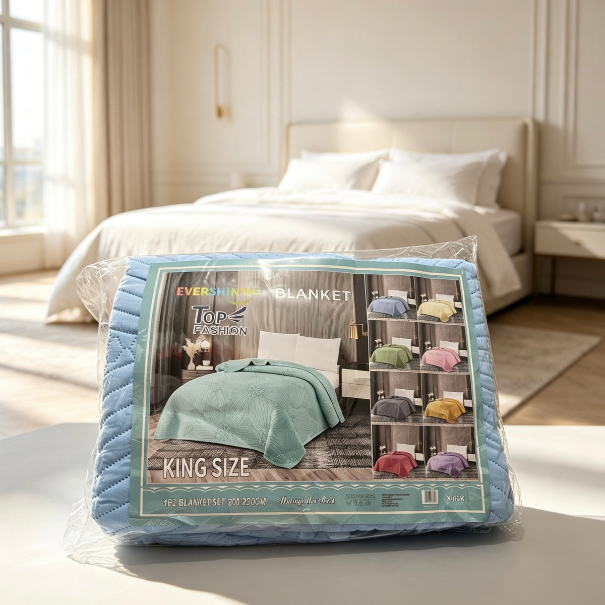 Premium Quilted Bed Blanket, Moderate Thickness (Not Thin) King Size 78.74 × 90.55 in, Random Color Shipment XY‑6K