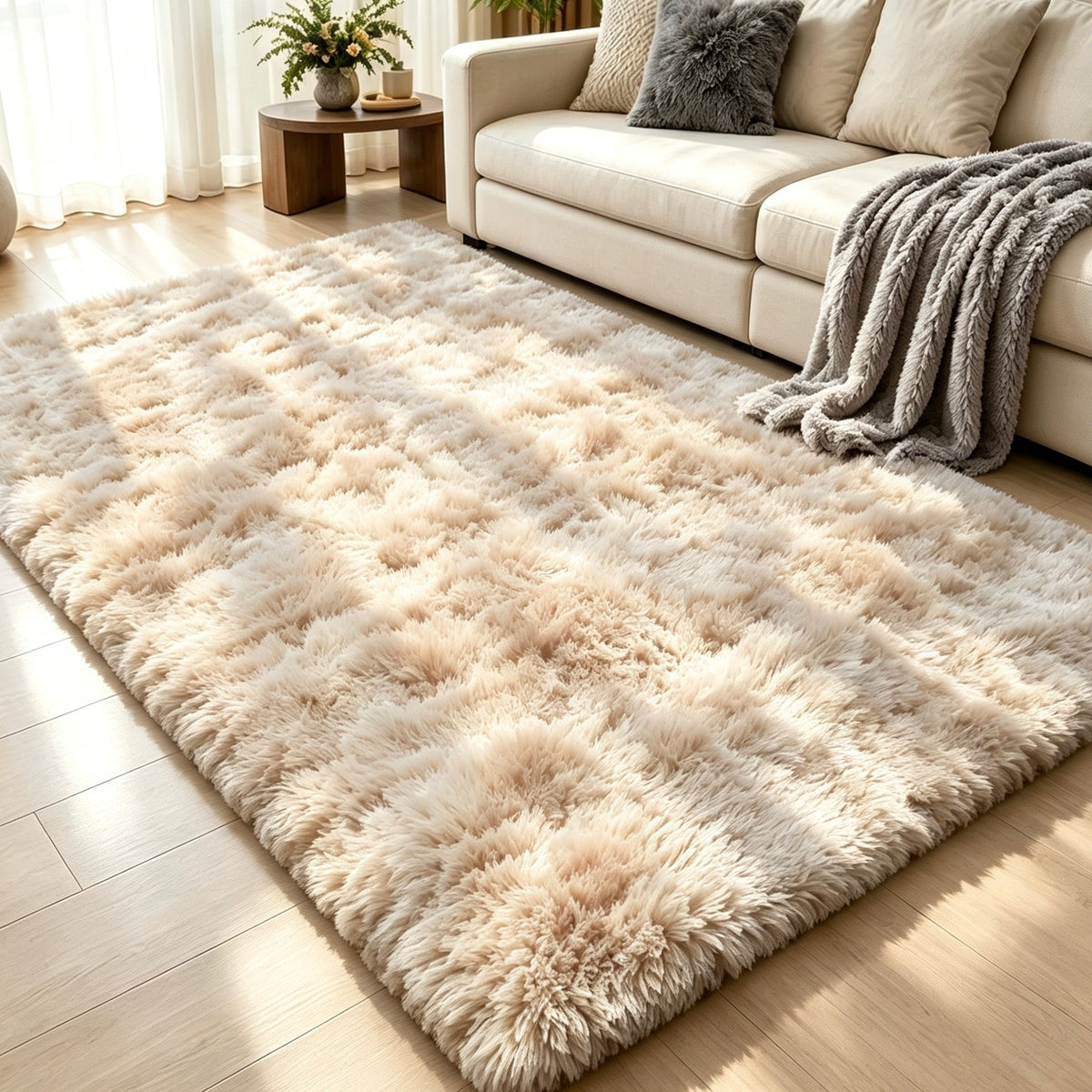 Fluffy Shag Area Rug, 100×140cm Ultra Soft Long Plush Carpet for Living Room Bedroom