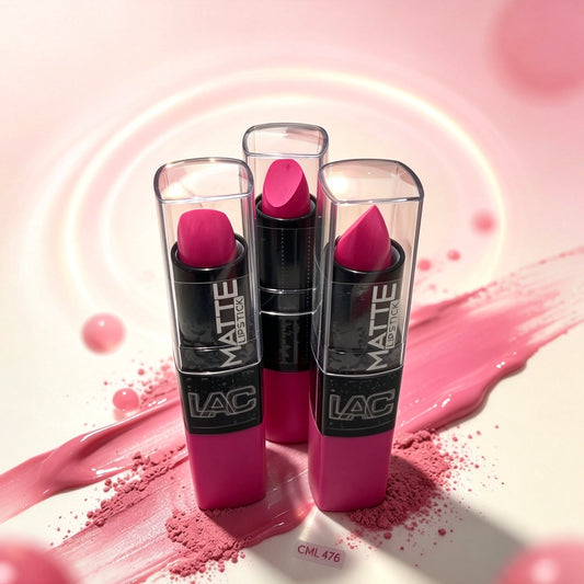 LAC Matte Lipstick CML476 3 Pack, Rich Pigment Long Lasting Non Transfer Lip Stick, Vivid Fuchsia Pink Lip Makeup