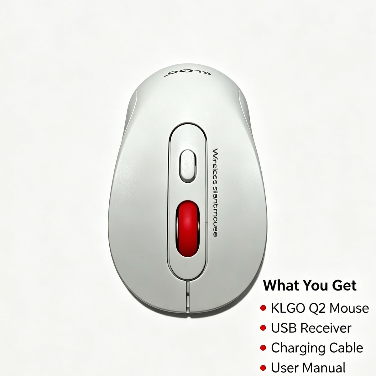 KLGO Q2 Dual Mode Silent Wireless Mouse, 2.4G & Bluetooth 5.4 Rechargeable Ergonomic Computer Mouse, Quiet Click Portable USB Wireless Mice for Laptop, Desktop, Tablet & Mobile Phone
