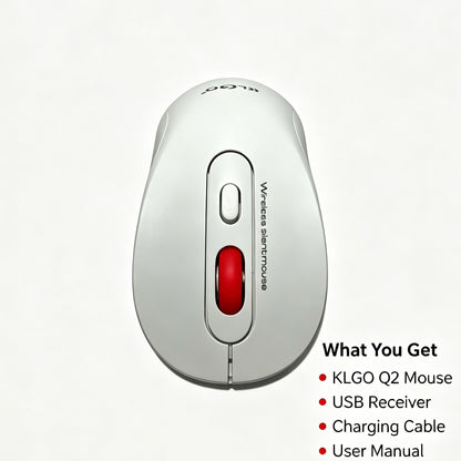 KLGO Q2 Dual Mode Silent Wireless Mouse, 2.4G & Bluetooth 5.4 Rechargeable Ergonomic Computer Mouse, Quiet Click Portable USB Wireless Mice for Laptop, Desktop, Tablet & Mobile Phone