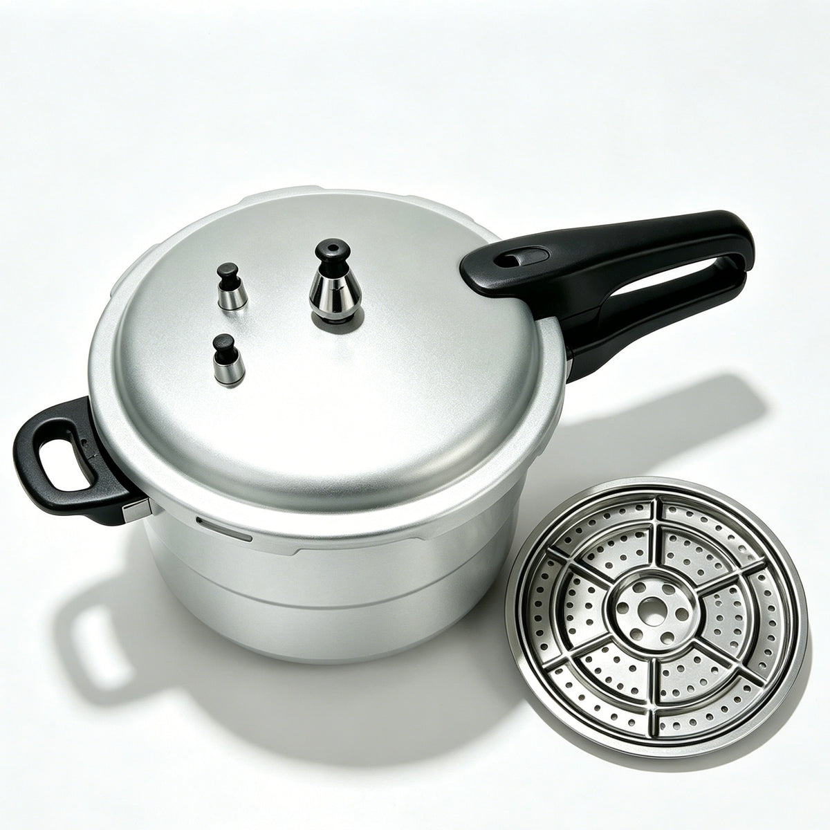 Blessing On Me 5L Aluminium Pressure Cooker 22cm, 6 Safety Features, Thick Base Stock Pot with Steamer Rack