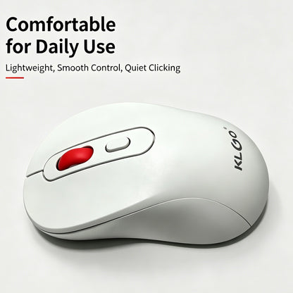KLGO Q2 Dual Mode Silent Wireless Mouse, 2.4G & Bluetooth 5.4 Rechargeable Ergonomic Computer Mouse, Quiet Click Portable USB Wireless Mice for Laptop, Desktop, Tablet & Mobile Phone