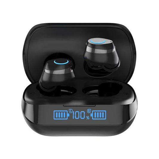 Wireless In-ear Earbuds with Digital Display, Black