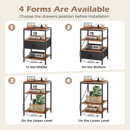 1 Drawers Nightstand with Charging Station