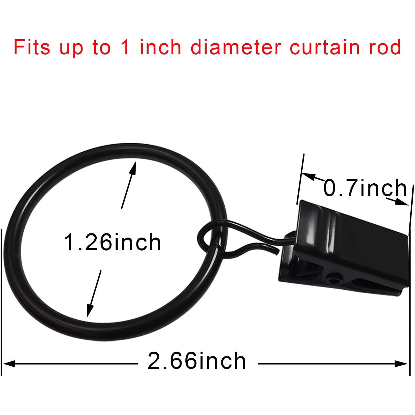 Metal Curtain Rings with Clips 40 Units (3 Color Options)