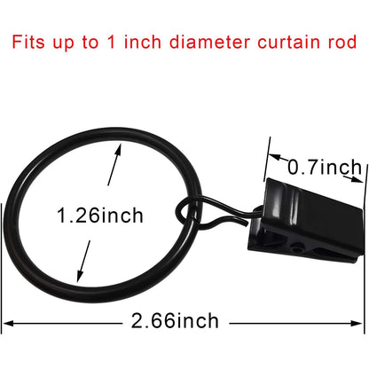 Metal Curtain Rings with Clips 40 Units (3 Color Options)