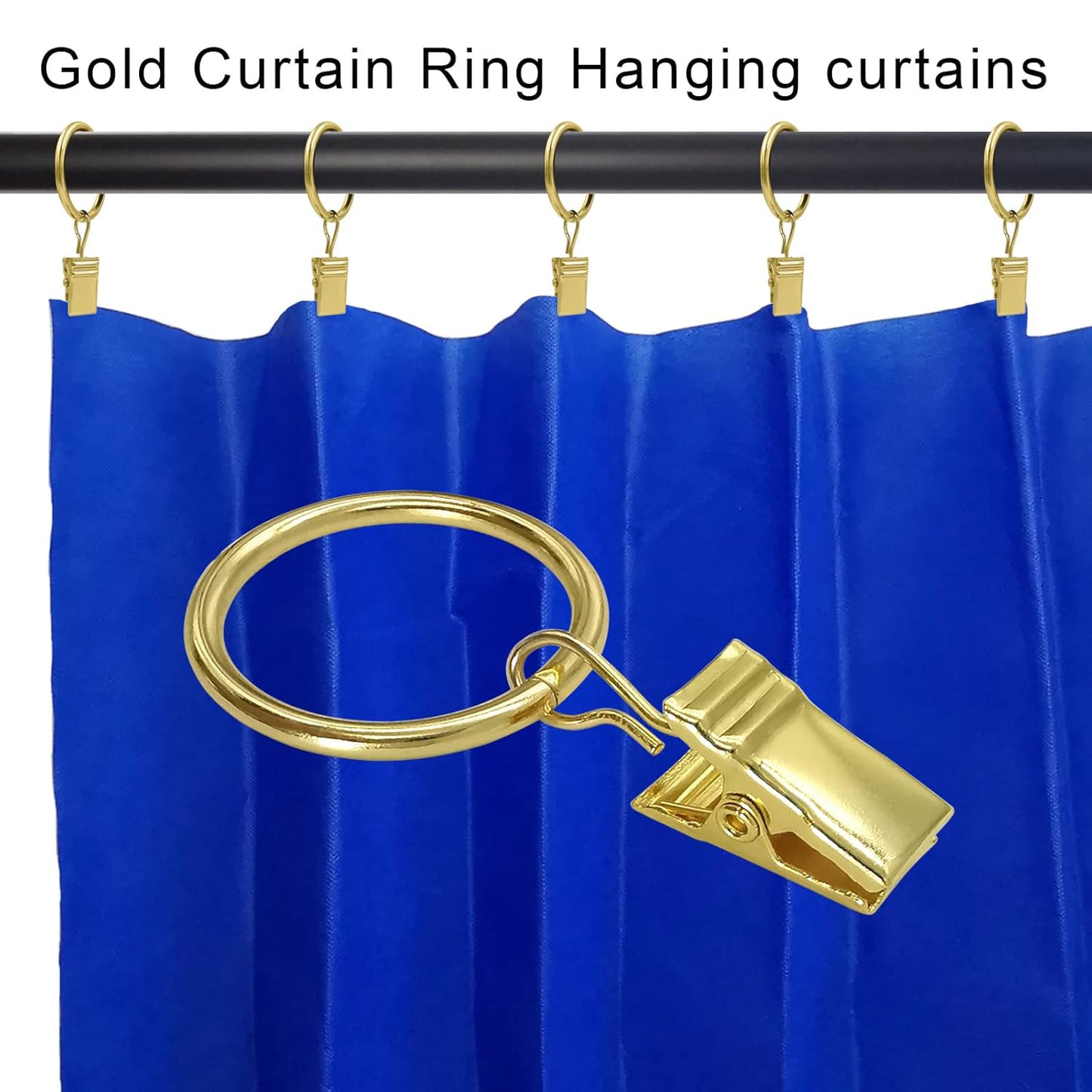 Metal Curtain Rings with Clips 40 Units (3 Color Options)