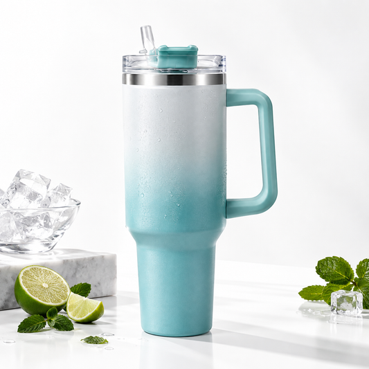 Stainless Steel Insulated Tumbler with Handle and Straw Lid 40oz (5 Color Options)