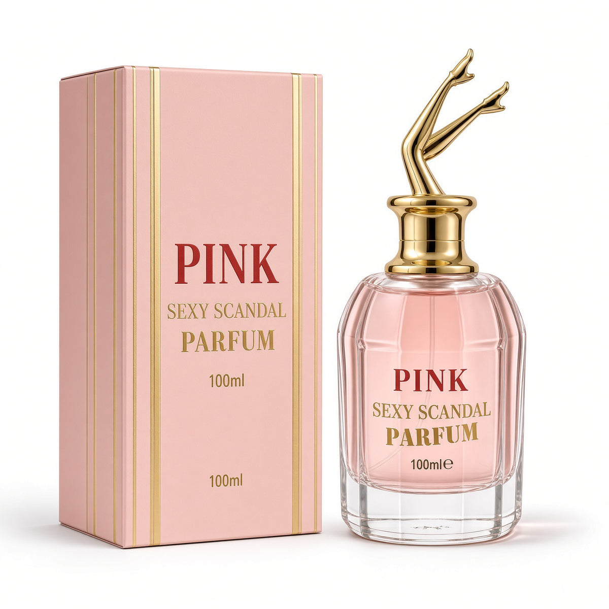 HANNA’S SECRET Pink Sexy Scandal Parfum for Women, 100ml (3.4 oz) EDP Spray, Pink Box, Gold Legs Bottle Cap
