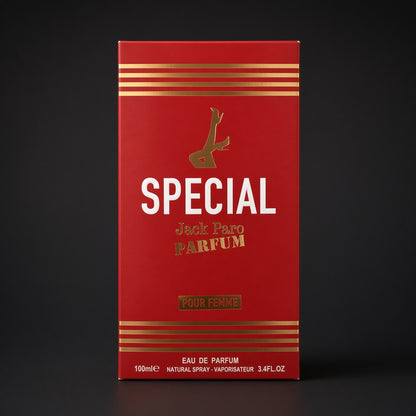SPECIAL JACK PARO PARFUM POUR FEMME
Eau de Parfum · 100ml / 3.4 FL.OZ. · Spray