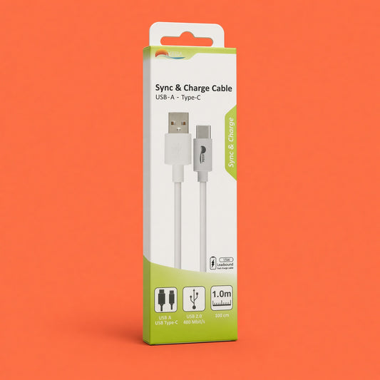 USB-A to Type-C Sync & Charge Cable, 15W Fast Charging Cord 1M White