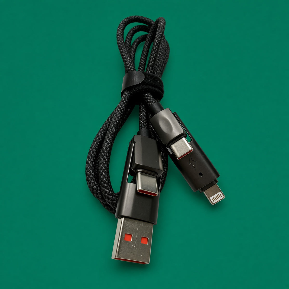 4 in 1 Multi USB Charging Cable, USB-A & USB-C to Lightning & Type-C Braided Data Cable, 1M