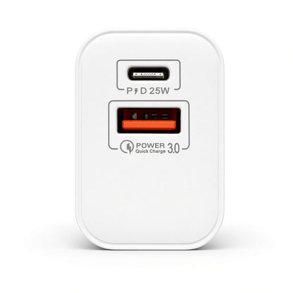 KLGO PD-700 25W Dual Port Fast Charger – USB-C PD 25W + USB-A QC 3.0 Quick Charge Wall Adapter, Smart Chip Auto-Matching, Compact Travel Charger for Phones, Tablets & More