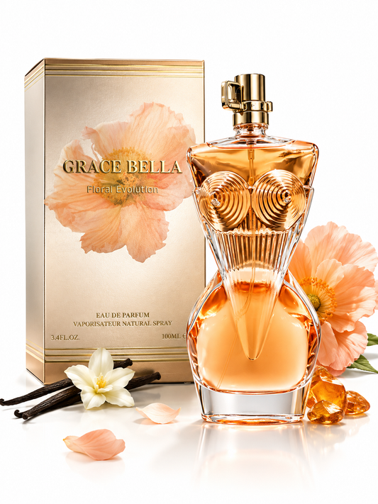Grace Bella Floral Evolution Eau de Perfume for Women, 100ml / 3.4 fl oz Long Lasting Floral Fragrance Natural Spray Perfume, Elegant Sweet Scent for Daily Wear & Gift