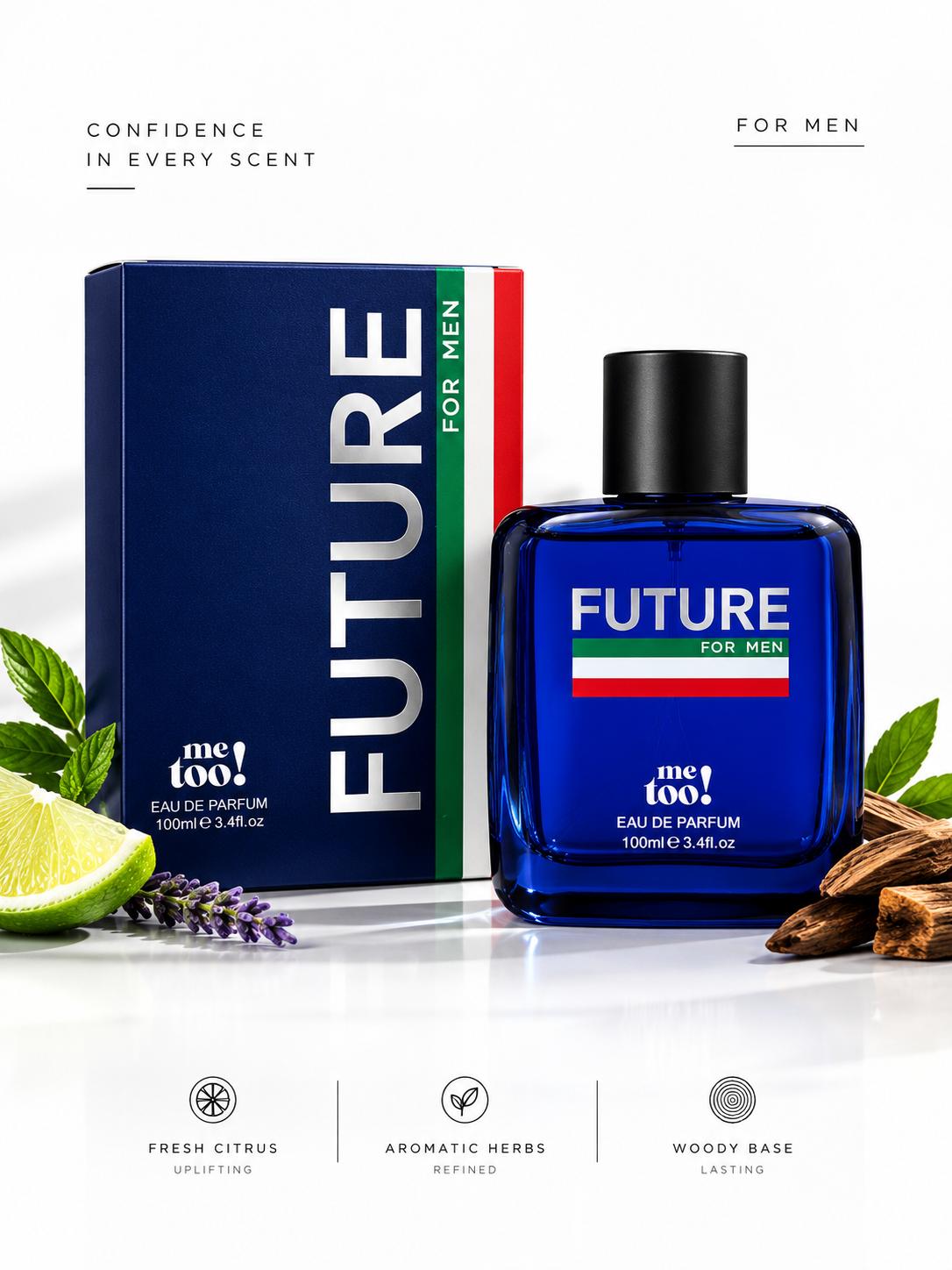 Hanna's Secret Future Eau de Parfum for Men,100ml /3.4 fl oz Long Lasting Woody Fragrance Natural Spray Perfume, Masculine Scent for Daily Wear & Gift