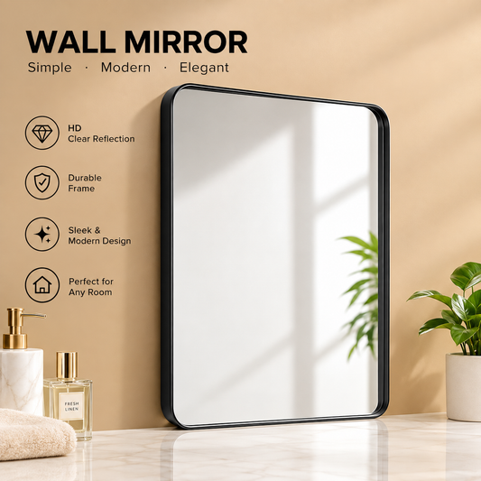 Metal Black Frame Mirror 51x71cm
