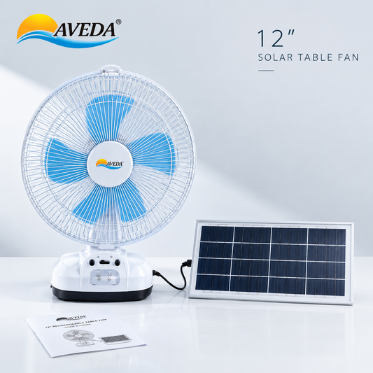 Rechargeable Solar Table Fan 12 Inch