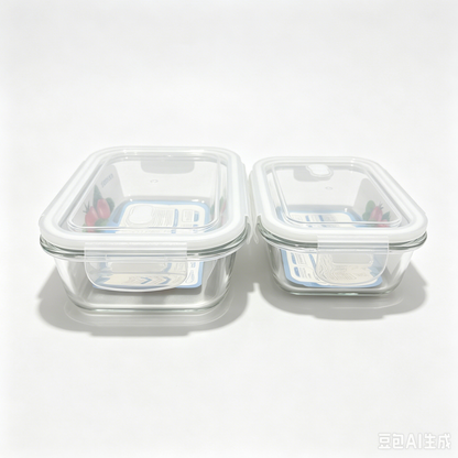 2 Pack Borosilicate Glass Food Storage Containers, Pink Airtight Lock Lids, 1040ml & 700ml Meal Prep Boxes
