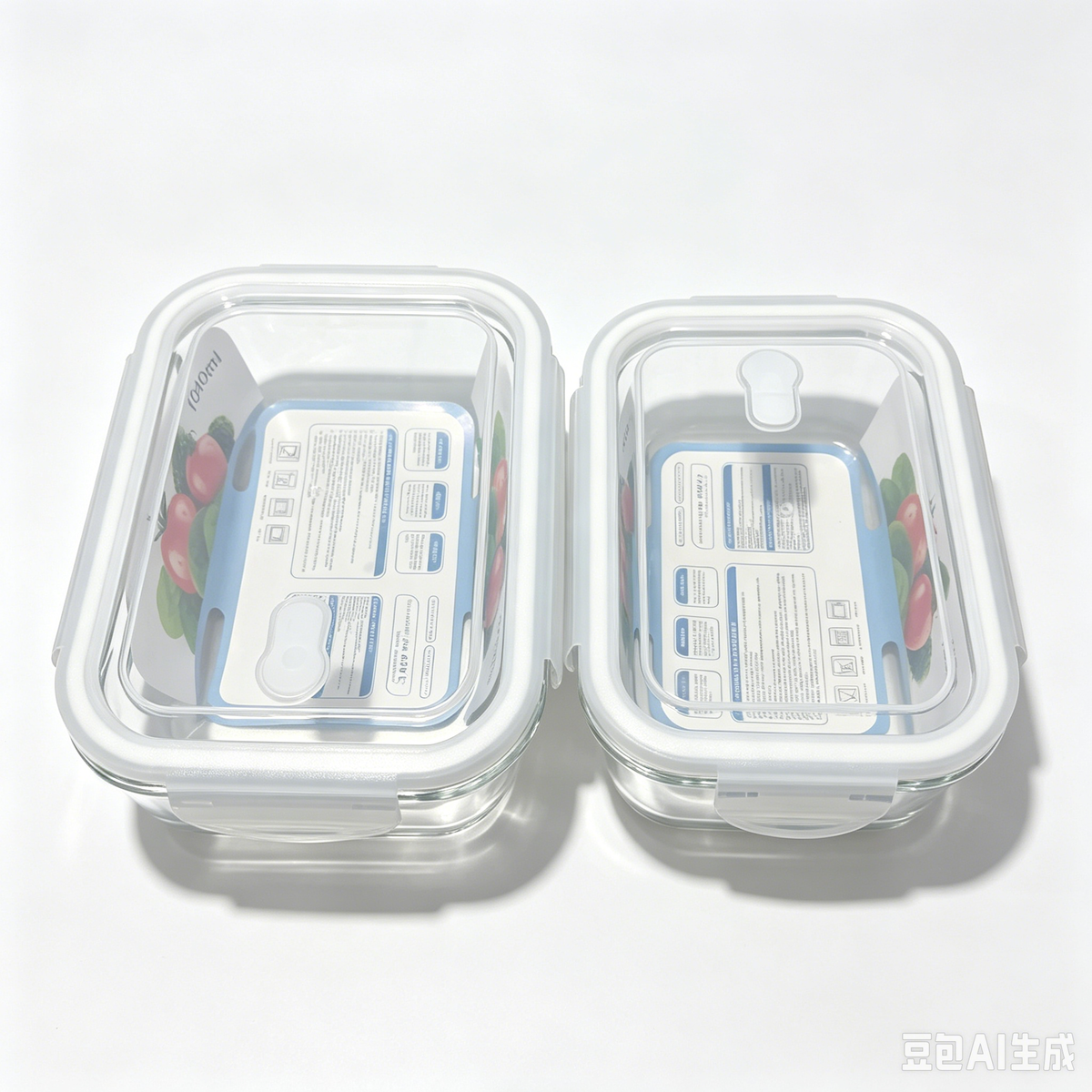2 Pack Borosilicate Glass Food Storage Containers, Pink Airtight Lock Lids, 1040ml & 700ml Meal Prep Boxes