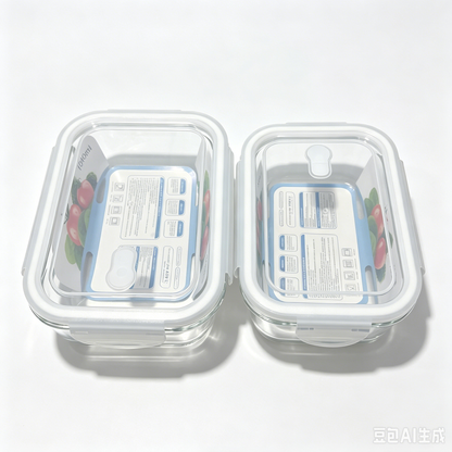 2 Pack Borosilicate Glass Food Storage Containers, Pink Airtight Lock Lids, 1040ml & 700ml Meal Prep Boxes
