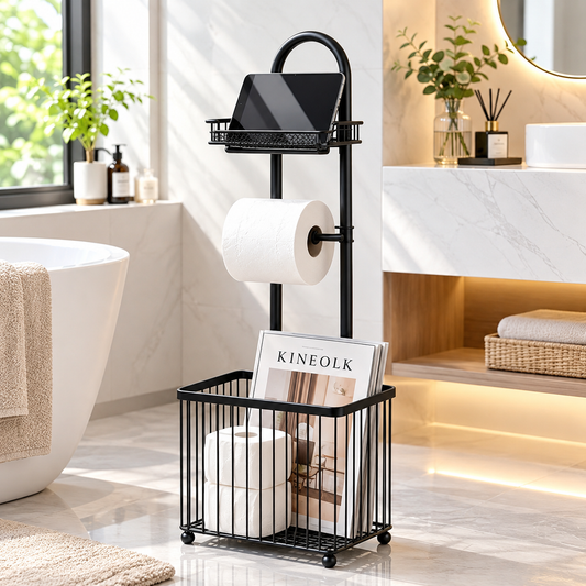 Freestanding Toilet Paper Holder, Multi-layer Bathroom Storage Organizer