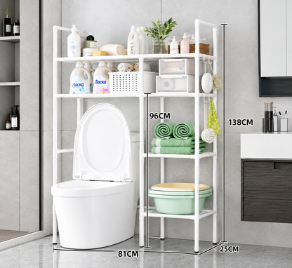 2-Tier Over-the-Toilet Storage Rack, White Bathroom Space Saver Organizer