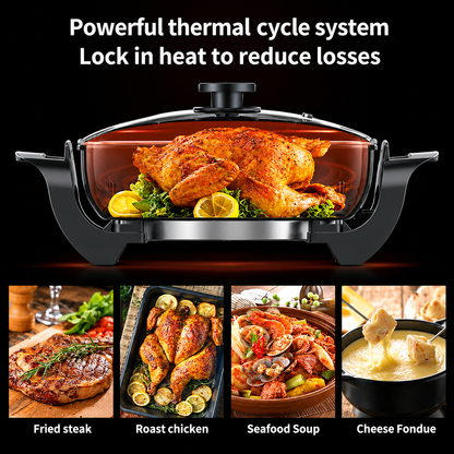SOKANY Multi-functional Electric Frying Pan, 38.5×32cm, 1500W, 110V
