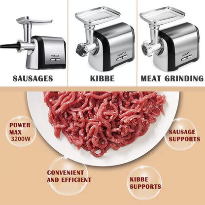 SOKANY Electric Meat Grinder, 3200W, 110V Stainless Steel Mincer for Home Sausage & Dumpling Filling