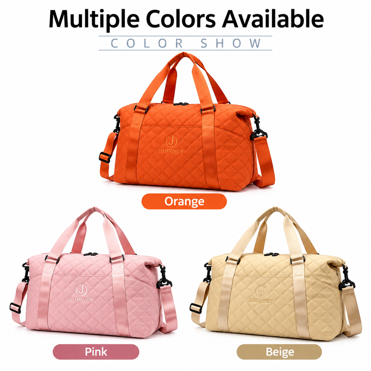 Large Capacity Travel Gym Duffle Bag, Multi-color Portable Weekend Overnight Bag with Luggage Sleeve