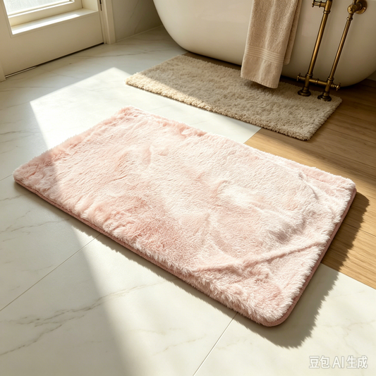 Ultra Fine Faux Rabbit Fur Bath Mat 50×80cm, Soft Fluffy Floor Rug, Random Color Shipment（CL25-19）