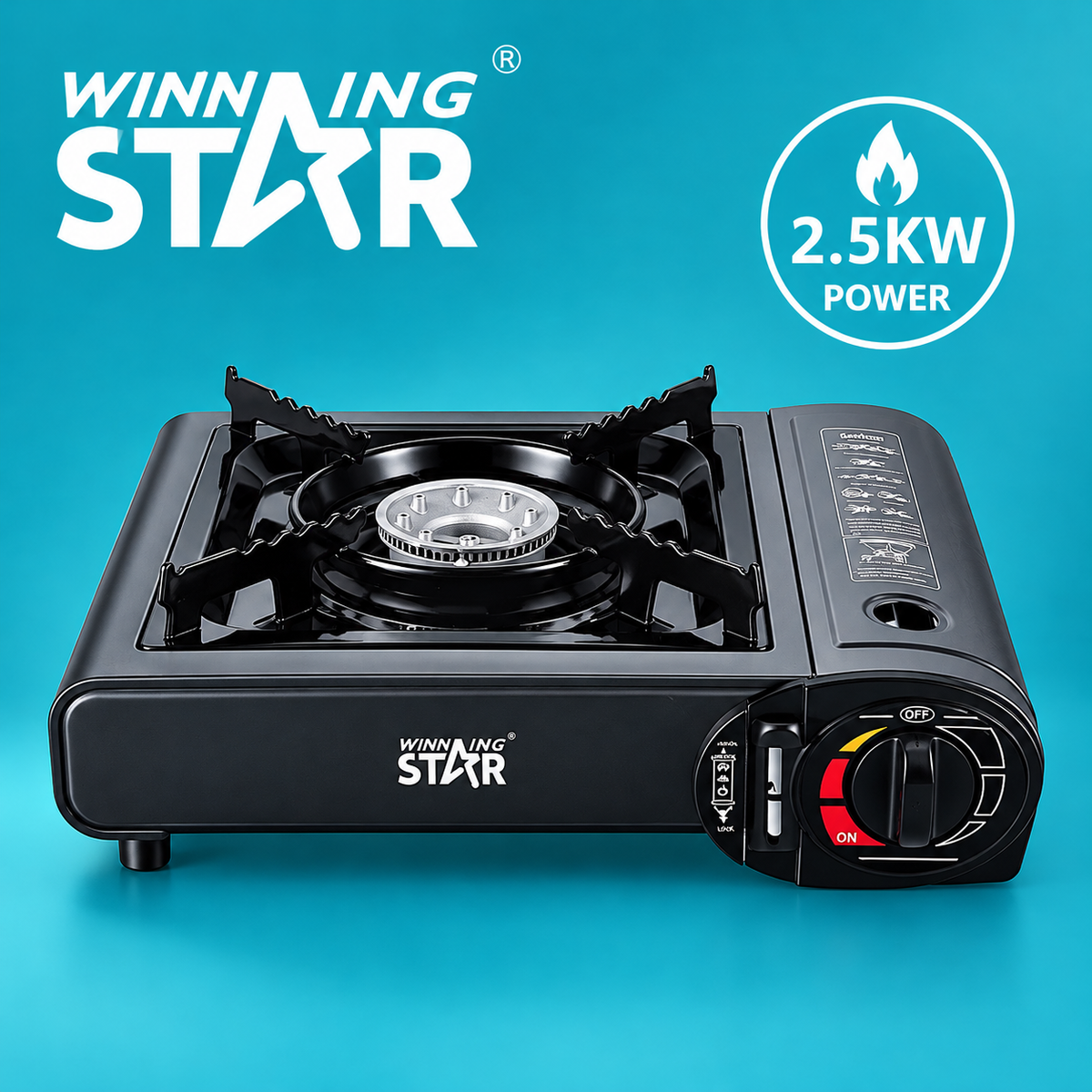 Portable Gas Stove, 2.5KW Ultra Thin Single Burner Camping Gas Cooker ST-9664