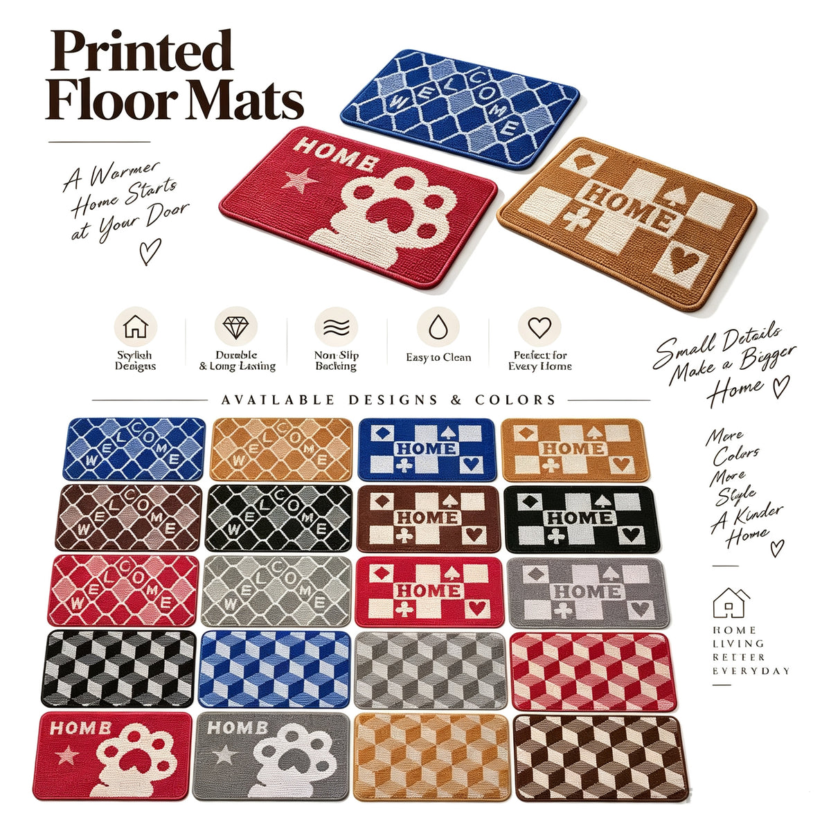Stylish Polypropylene Printed Floor Mat, Non‑Slip Entrance Doormat For Home