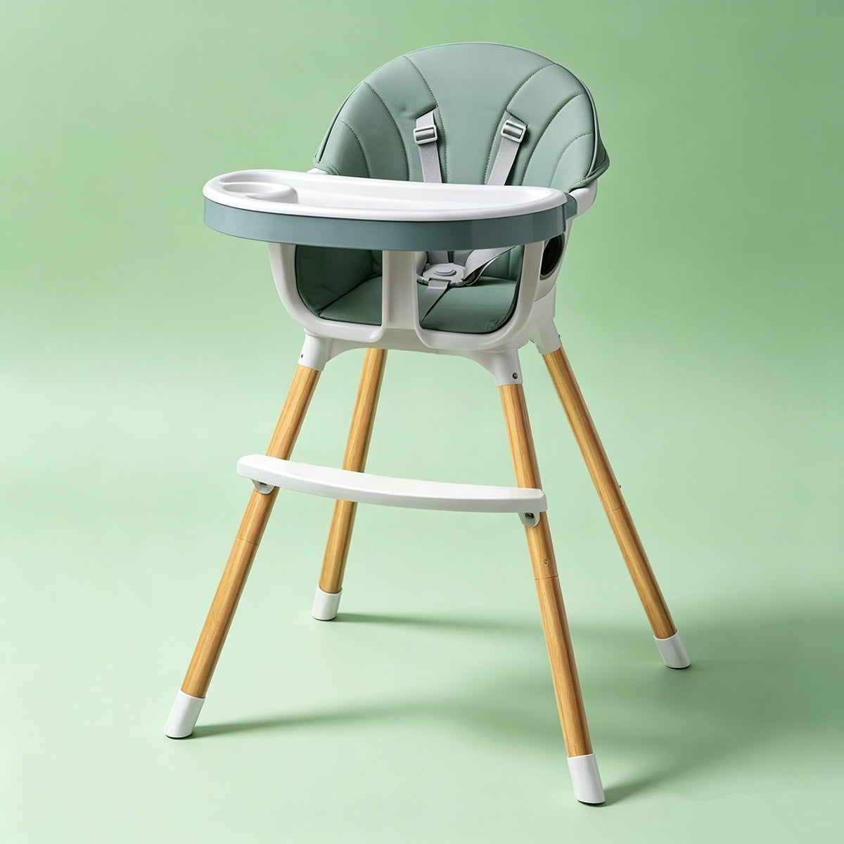 Adjustable Baby High Chair with Anti-Slip Base, Easy Assembly Toddler Feeding Chair